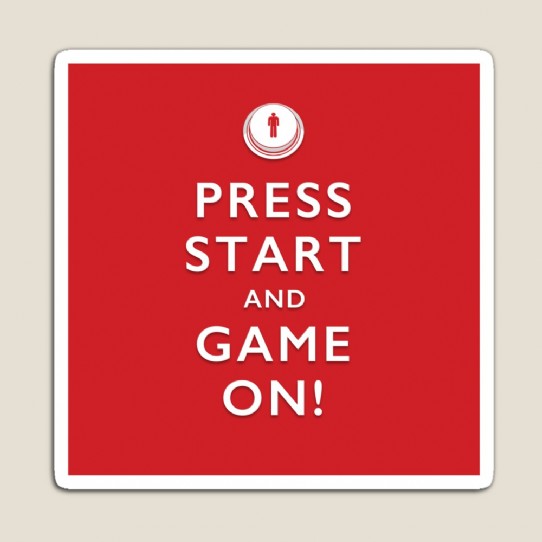 Press Start and Game On! Magnet
